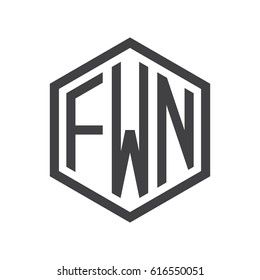 three-letter initials hexagon logo black