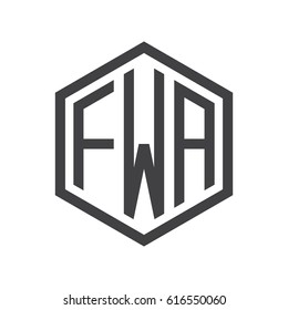 three-letter initials hexagon logo black