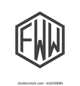 three-letter initials hexagon logo black