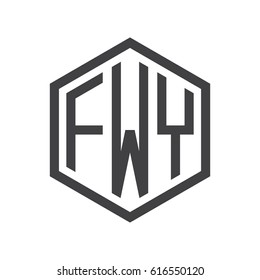 three-letter initials hexagon logo black