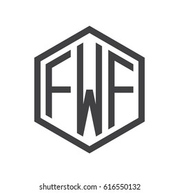 three-letter initials hexagon logo black