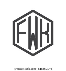 three-letter initials hexagon logo black