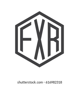 three-letter initials hexagon logo black