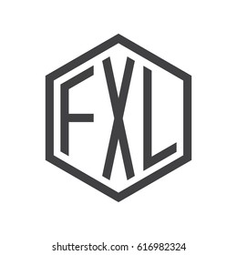 three-letter initials hexagon logo black