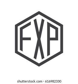 three-letter initials hexagon logo black
