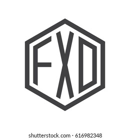 three-letter initials hexagon logo black