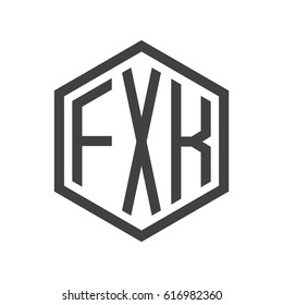 three-letter initials hexagon logo black