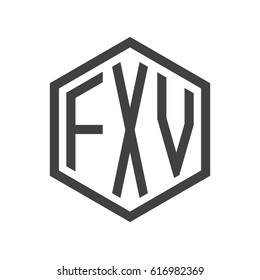three-letter initials hexagon logo black
