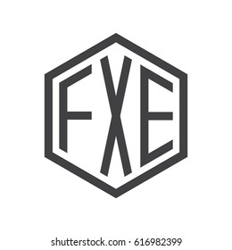 three-letter initials hexagon logo black