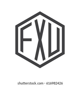three-letter initials hexagon logo black