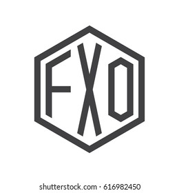 three-letter initials hexagon logo black