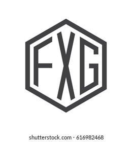 three-letter initials hexagon logo black