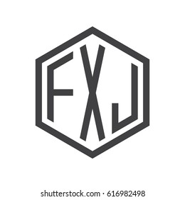 three-letter initials hexagon logo black
