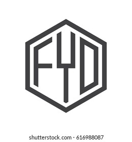 three-letter initials hexagon logo black