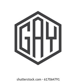 three-letter initials hexagon logo black