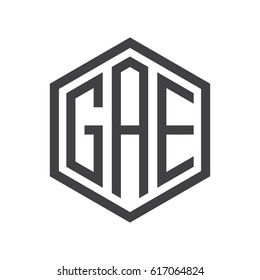 three-letter initials hexagon logo black