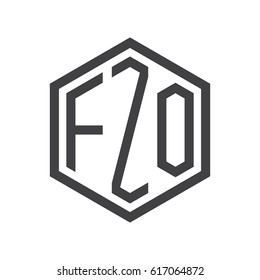 three-letter initials hexagon logo black