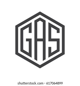 three-letter initials hexagon logo black