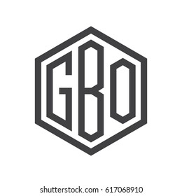 three-letter initials hexagon logo black