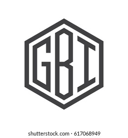 three-letter initials hexagon logo black