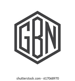 three-letter initials hexagon logo black