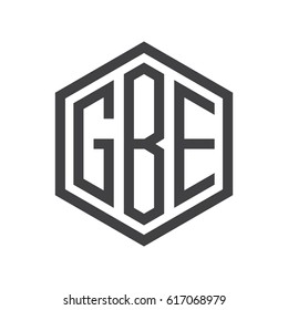 three-letter initials hexagon logo black