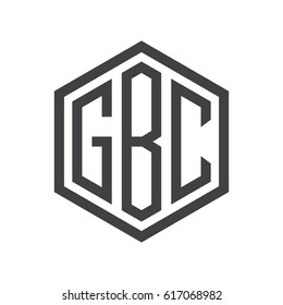 three-letter initials hexagon logo black