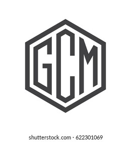 three-letter initials hexagon logo black