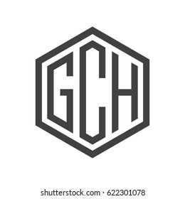 three-letter initials hexagon logo black