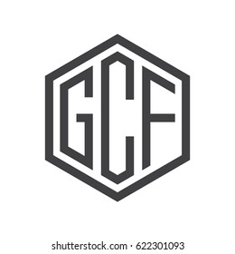 three-letter initials hexagon logo black