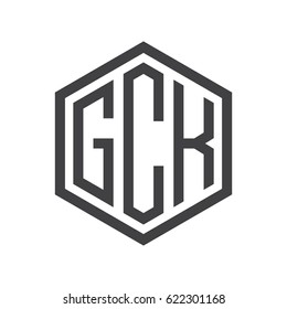 three-letter initials hexagon logo black