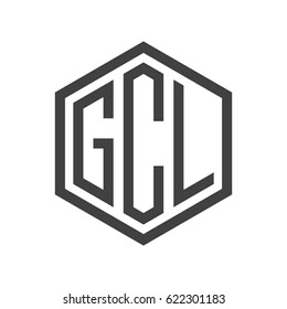 three-letter initials hexagon logo black