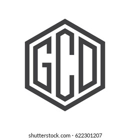 three-letter initials hexagon logo black
