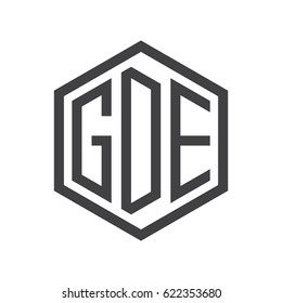 three-letter initials hexagon logo black