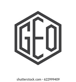 three-letter initials hexagon logo black