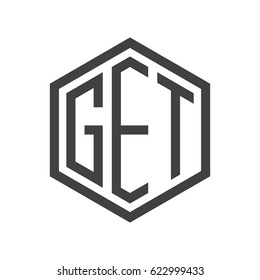 three-letter initials hexagon logo black