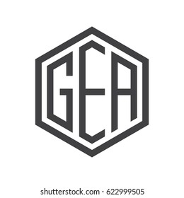 three-letter initials hexagon logo black