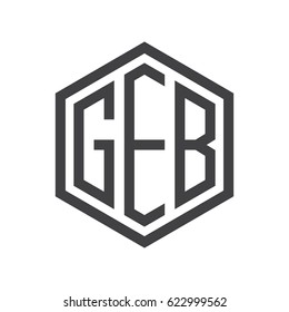 three-letter initials hexagon logo black