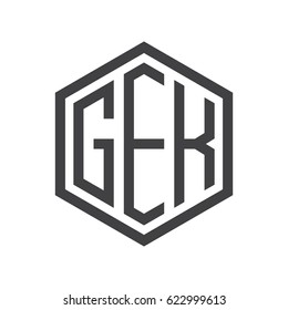 three-letter initials hexagon logo black