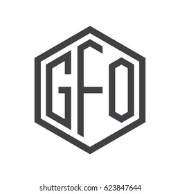 three-letter initials hexagon logo black