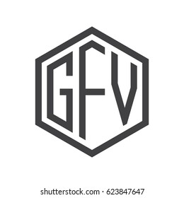 three-letter initials hexagon logo black