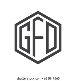 three-letter initials hexagon logo black