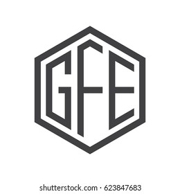 three-letter initials hexagon logo black