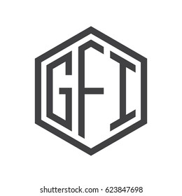 three-letter initials hexagon logo black