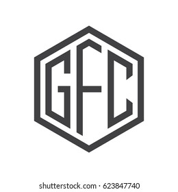 three-letter initials hexagon logo black