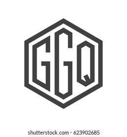 three-letter initials hexagon logo black