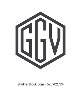 three-letter initials hexagon logo black