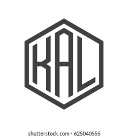 three-letter initials hexagon logo black