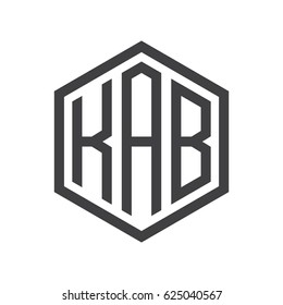three-letter initials hexagon logo black