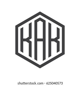 three-letter initials hexagon logo black